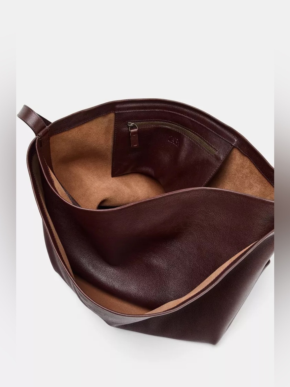 Zara Genuine Leather Tote Shoulder Bag in Dark Brown - Picture 4 of 9